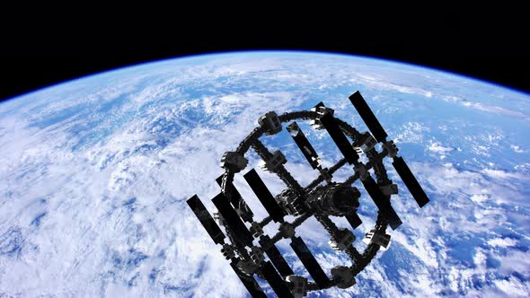 International Space Station in Outer Space Over the Planet Earth alt