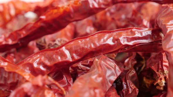 Chilli peppers  air-dried on pile 4K panning video