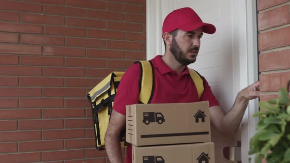 Hispanic Courier Rider Delivering a Package  Delivery Service Concept