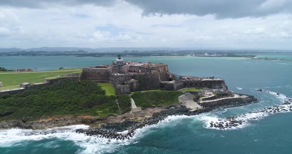 Castillo San Felipe del Morro San Juan Puerto Rico Drone Shot 2