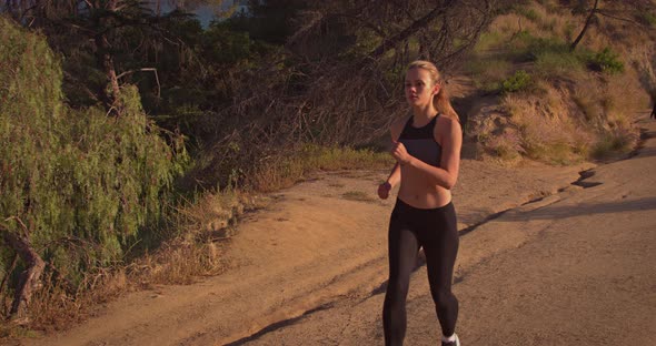 Fit Woman Jogging Los Angeles Slow-Motion