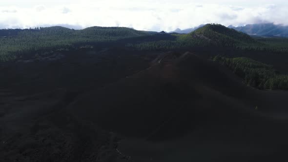 Incredible Aerial Views of Volcan Chinyero and Lava Fields in Teide Volcano National Park