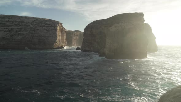 Fungus Rock on Golden Hour Evening Near Azure Window in Gozo Island During Winter