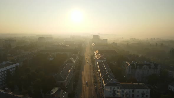 Aerial photo City of Ltsk. Summer morning. Ukraine