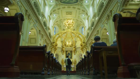 People inside the Cathedral of Quebec City