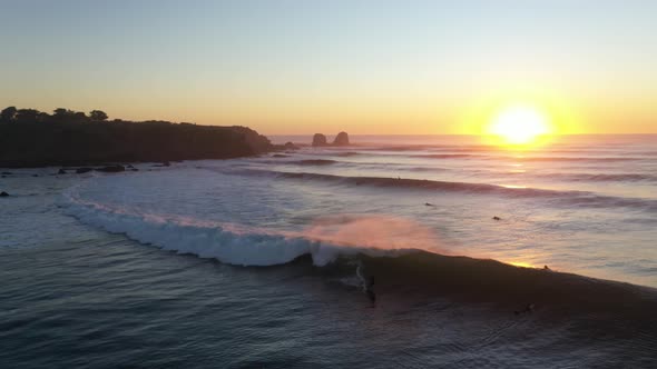 Punta de Lobos, pichilemu, chile. Surf, Epic Sunset  aerial shot 