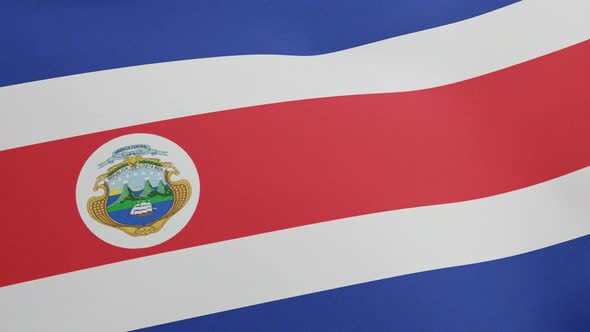 National Flag of Costa Rica Waving Original Size and Colors 3D Render Republic of Costa Rica Flag