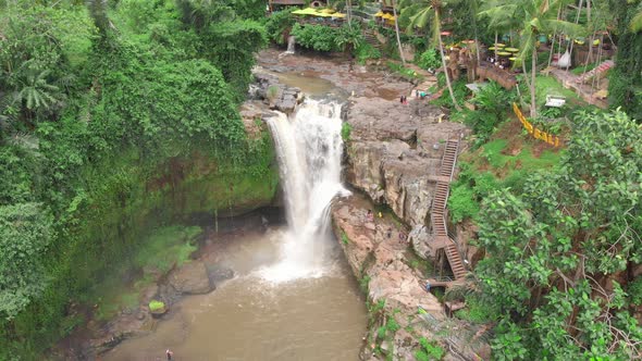 Aerial View of Tegenungan Waterfall on the Bali