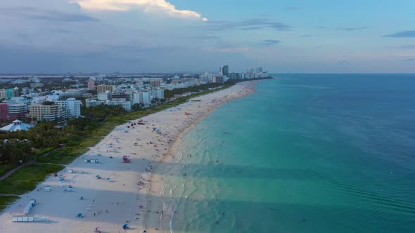 Aerial of South Pointe Beach in Miami