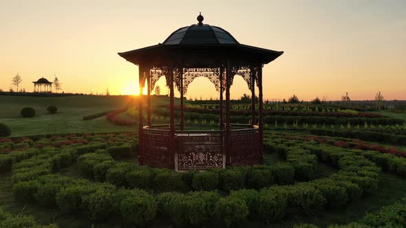 Scenic Landscape of Beautiful Summer Park Dobropark at Sunrise Motyzhyn Ukraine