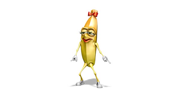 Fun Banana  Looped Dance on White Background