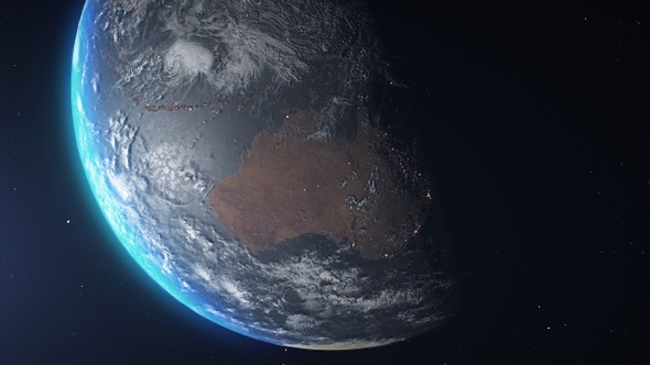 Earth Zoom in On Australia continent, Space view