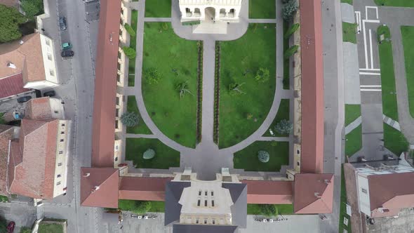 Aerial view of the Coronation Cathedrals courtyard