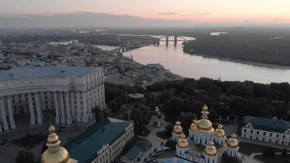 St. Michael's Golden-Domed Monastery in Kyiv, Ukraine. Aerial View