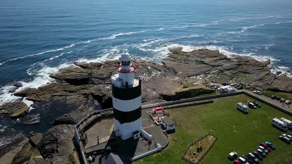 Hook Lighthouse situated on Hook Head at the tip of the Hook Peninsula in County Wexford, Ireland.