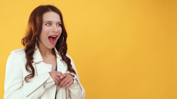 Surprised Woman Advertising Background Amazed Wow