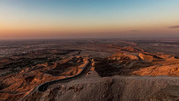 Jebel Hafeet Al Ain Skyline Sunset Timelapse