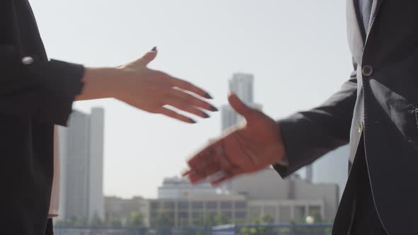 Business Partners Shaking Hands Outdoors