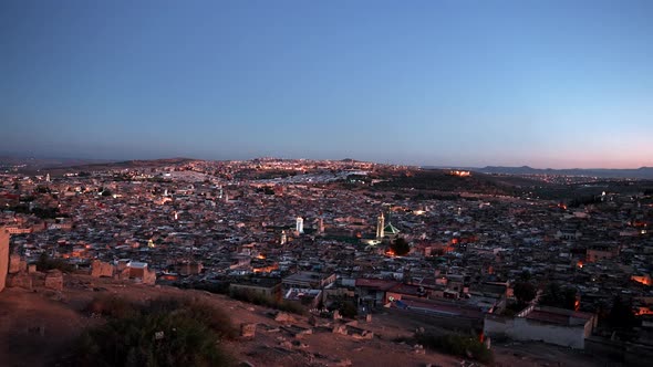 Aerial View of Cityscape or Old Town with Mountain in Background