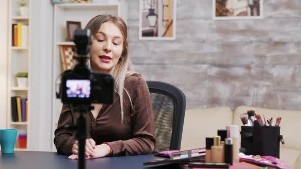 Female Makeup Artist Recording a Vlog How To Use the Right Cosmetics