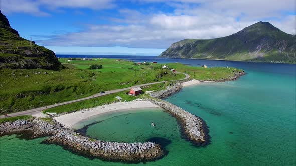 Romantic harbor on Lofoten islands in Norway