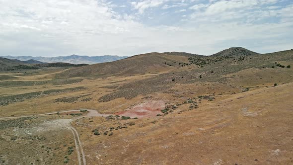 Aerial view flying over the Vernon Wonderstone quarry