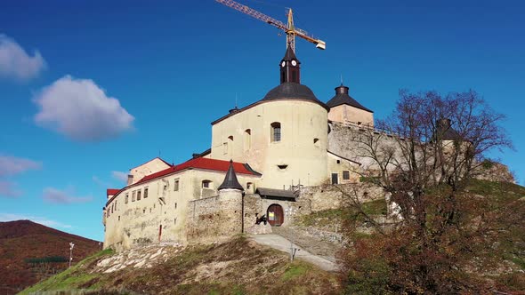 Aerial view of Krasna Horka castle in Slovakia