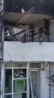 Vertical Video of a Destroyed Building in Borodyanka Ukraine