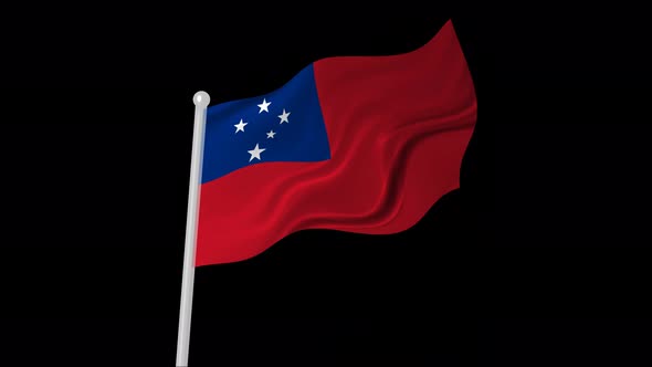 Samoa Flag Flying Animated Black Background