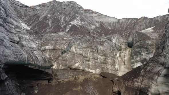 Nature Landscape Of Katla Ice Cave In Iceland - aerial drone shot