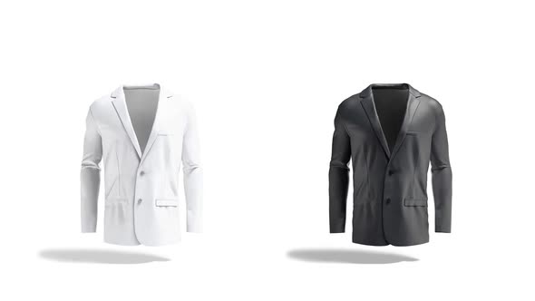 Blank black and white men blazer, looped rotation