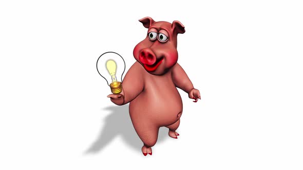 Fun 3D Pig Show Bulb  Looped on White