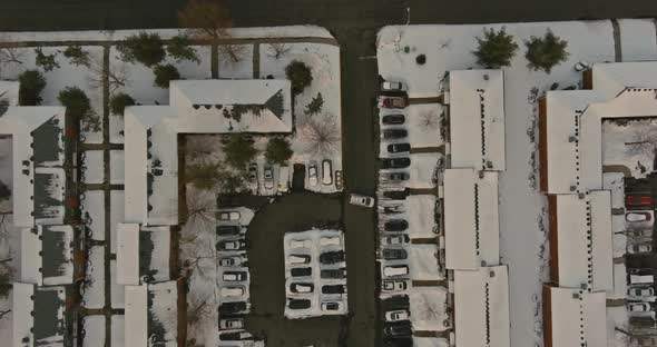 Landscape From the Height of the Street with Houses Snowcovered Buildings