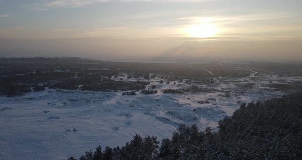 Winter Nature Landscape At Sunset