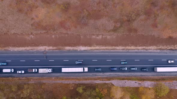 Traffic Jam Aerial View Drone