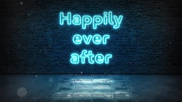 Happily Ever After - Neon Sign Quote Blue