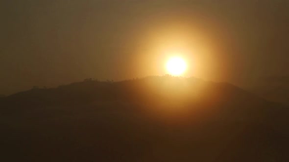 View of foggy sunrise on the Little Adam's Peak in Ella, Sri Lanka