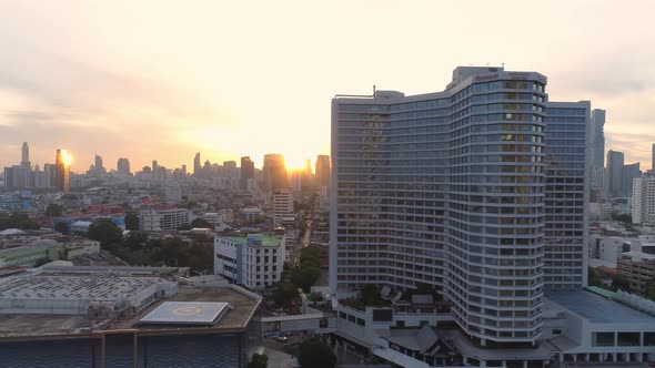 4k Aerial city view of Bangkok dowtnown, Flying over Bangkok, Thailand.