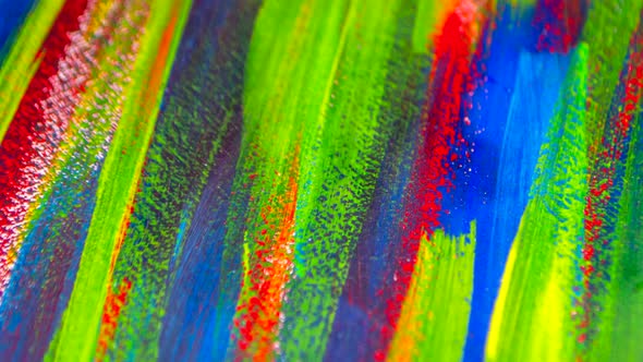 Canvas Covered Lines Multicolor Paints Closeup