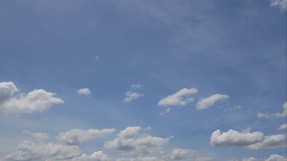 Time lapse of white cloud moving pass around sky background