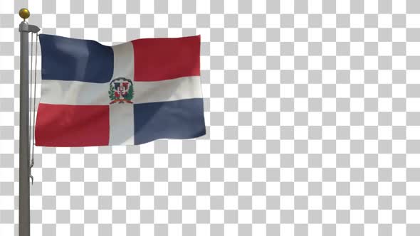 Dominican Republic Flag on Flagpole with Alpha Channel