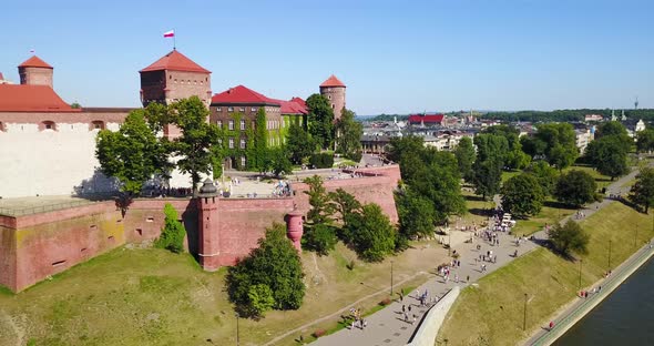 Aerial View of Wawel Castle in Krakow, Poland.