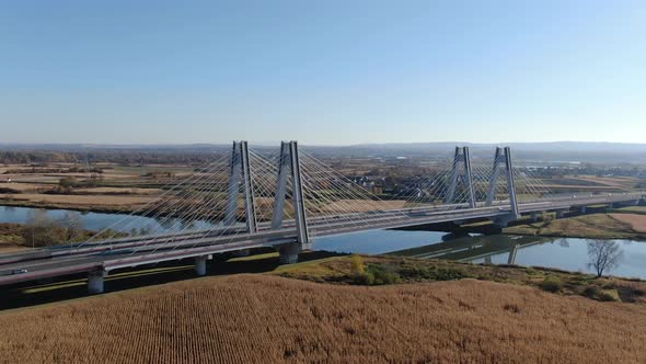 Aerial view of Bridge of Cardinal Franciszek Macharski in Krakow, Poland