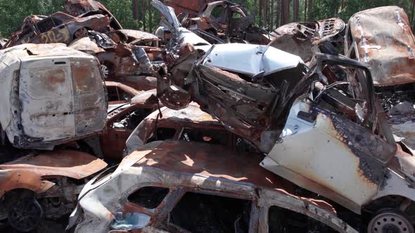 Burnt and Shot Cars During the War in Ukraine