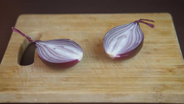 Red Onion on the Cut Board