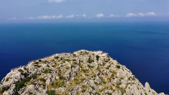 Aerial Drone Video Footage of Coast with Mountains and Rocks of Cape Formentor