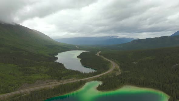 Stunning View of Emerald Lake and Scenic Road From Above