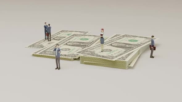 Miniature People Corporate Business Dollar 4K