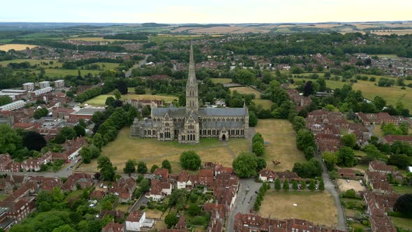 Aerial Drone Footage Salisbury Cathedral Uk 4k