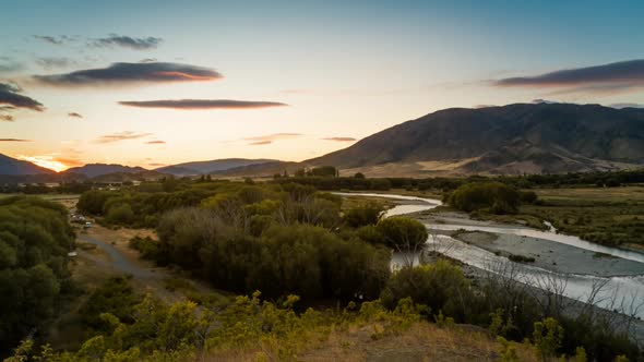 Sunrise in New Zealand countryside
